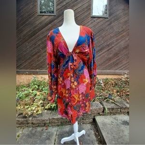 Farm Rio Snake Garden Red Mini Dress